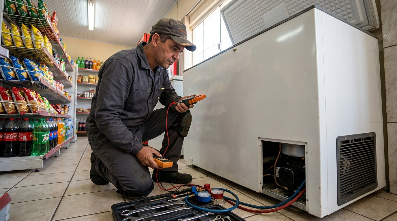 Reparo na placa eletrônica do freezer na Cidade Nova, Uberaba‑MG